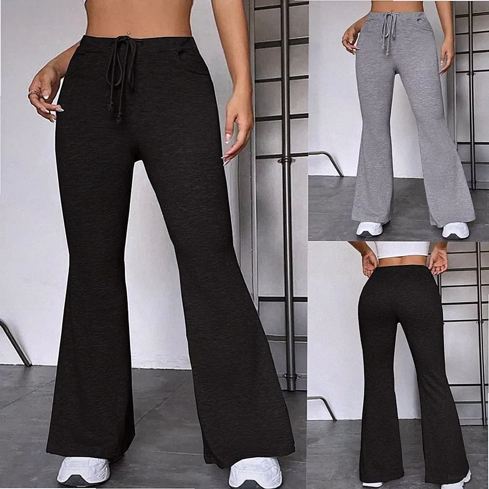 Damen Sporthose Schlaghose Stoffhose Sommer Freizeithose Langhose Jogginghose DE