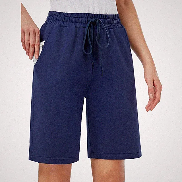 Damen Sportliche Bermuda Shorts aus Baumwolle in Blau - Knielange Jogginghose