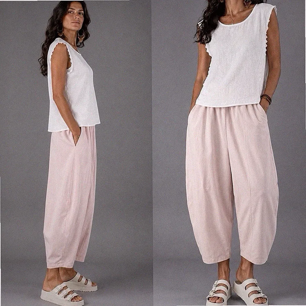 Damen Sweat Hose Barrel Jogpants 38 40 42 44 46 Onesize Rosa Stretch Oversize