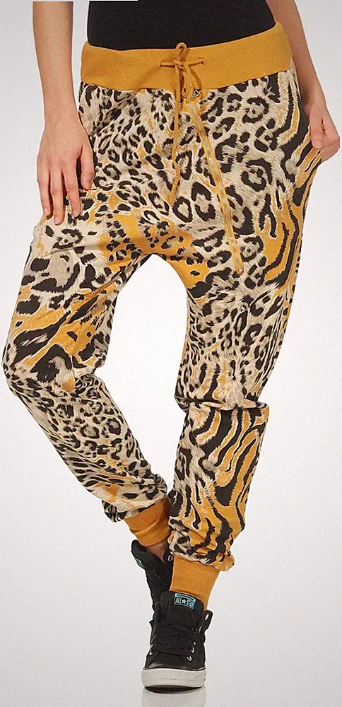 Damen Sweathose im Leo-Design Jogginghose Boyfriend Baggy 3344