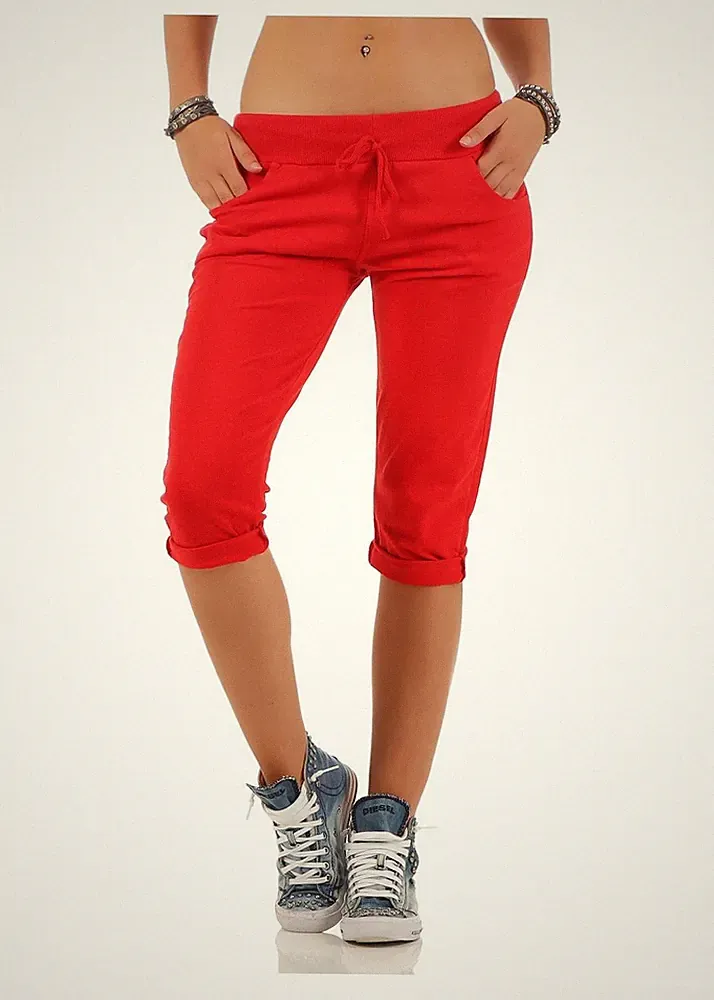 Damen Sweatpants kurz einfarbig Jogginghose Freizeit Capri 83701
