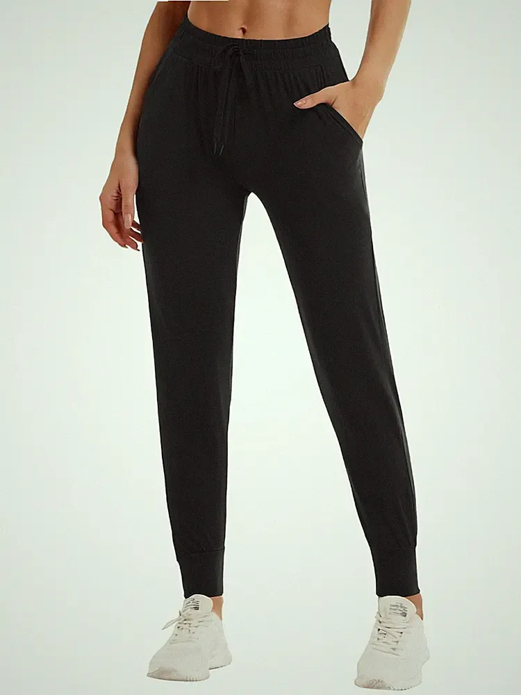 Damen Thermohose Winter Gefüttert Jogginghose Taschen Slim Fit Grau Activewear