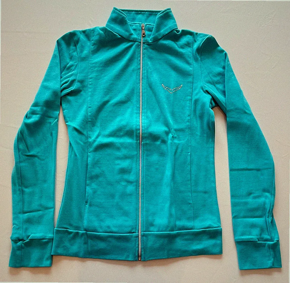 Damen Trigema Jogging Jacke Stehkragen Gr. XS / 164 Türkis Hell Blau