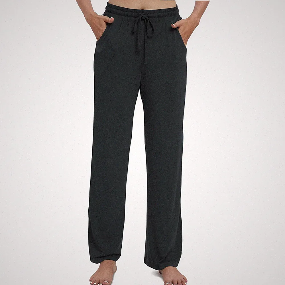 Damen Yoga Hose Jogginghose Sensorsellleichte Baumwolle elastisch Taschen
