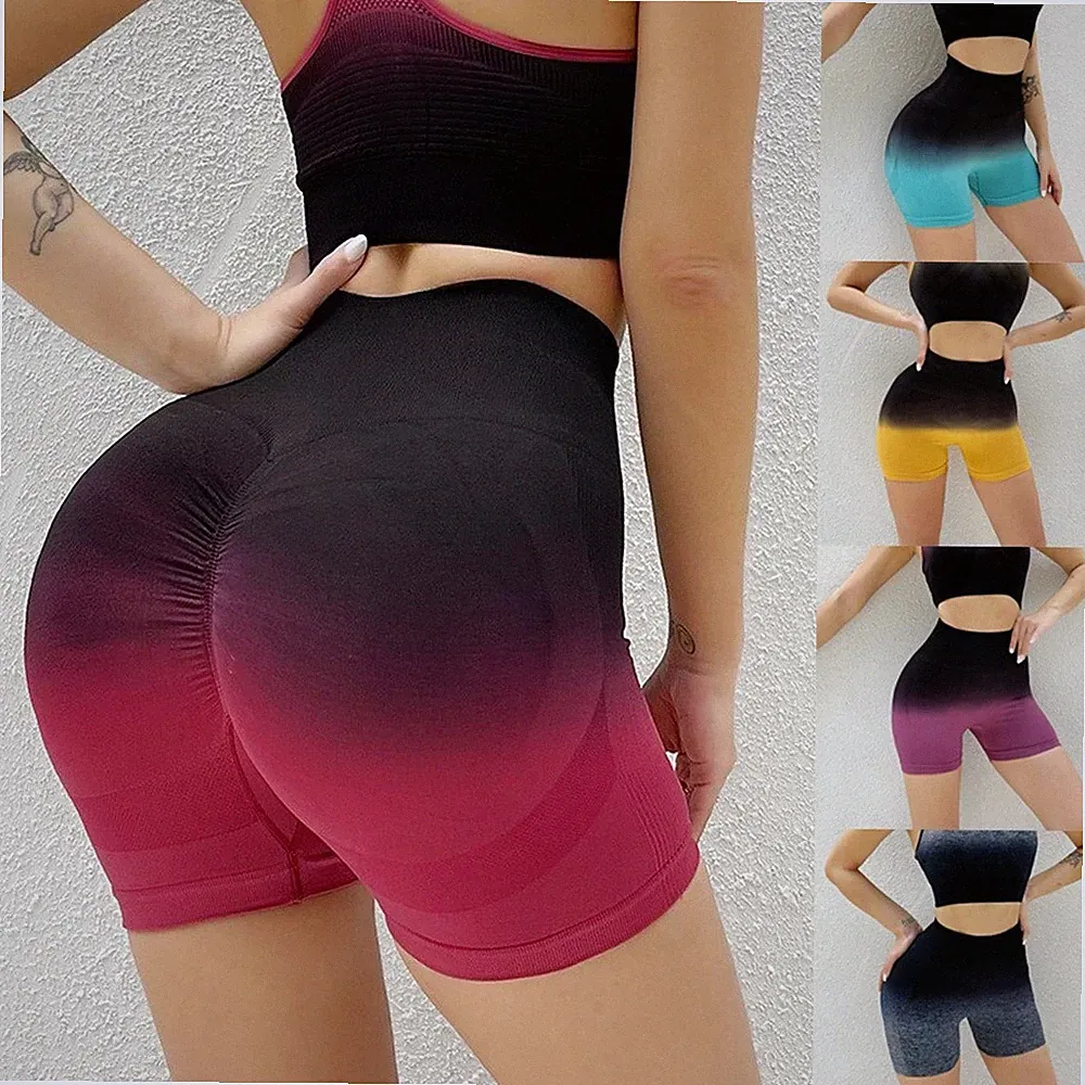 Damen Yoga Kurz Hohe Leggings High Waist Sporthose Laufshorts Fitness Shorts
