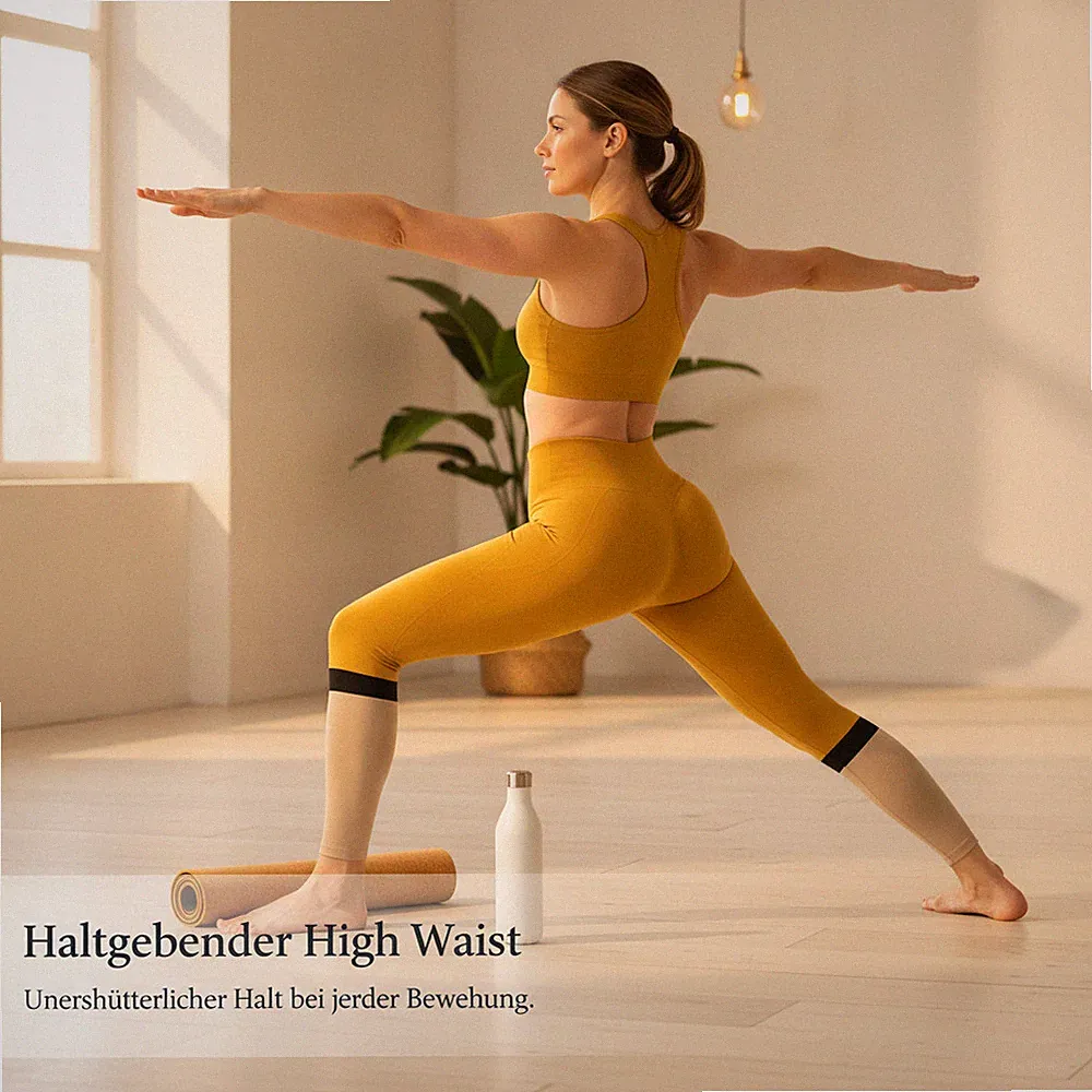 Damen Yogahose lang - High Waist Sporthose für Fitness - für Zuhause