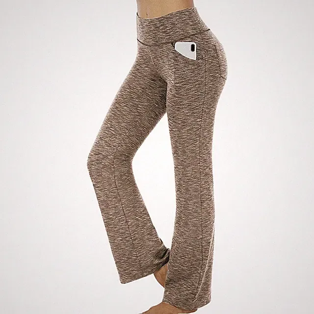 Damen Yogahose Weites Bein Bootcut Freizeit Fitnesshose Jogging Leggin Lang