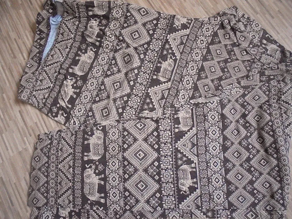 Damenhose Homewaer Schlafanzughose braun Elefanten Indien 50/52 Janina
