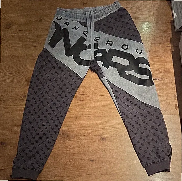Dangerous DNGRS Herren Jogginghose XL grau/schwarz Baumwollmix Kordelzug Zip