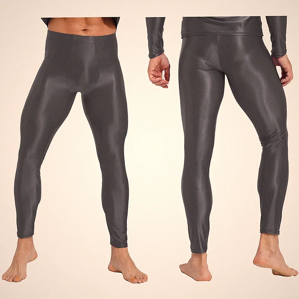 DE Herren Hosen Glänzend Kompressionshose Laufend Leggings Tights Sportleggins