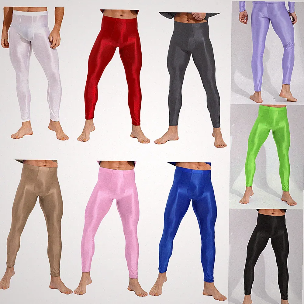 Herren Hosen Fitness Kompressionshose Glänzend Leggings Sommer Strumpfhosen