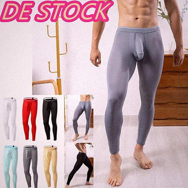 DE Herren Sport Unterhose Lang Bulge Pouch Baselayer Sport Strumpfhose Legging