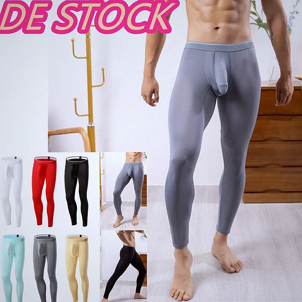DE~Herren Sport Unterhose Lang Bulge Pouch Baselayer Sport Strumpfhose Legging