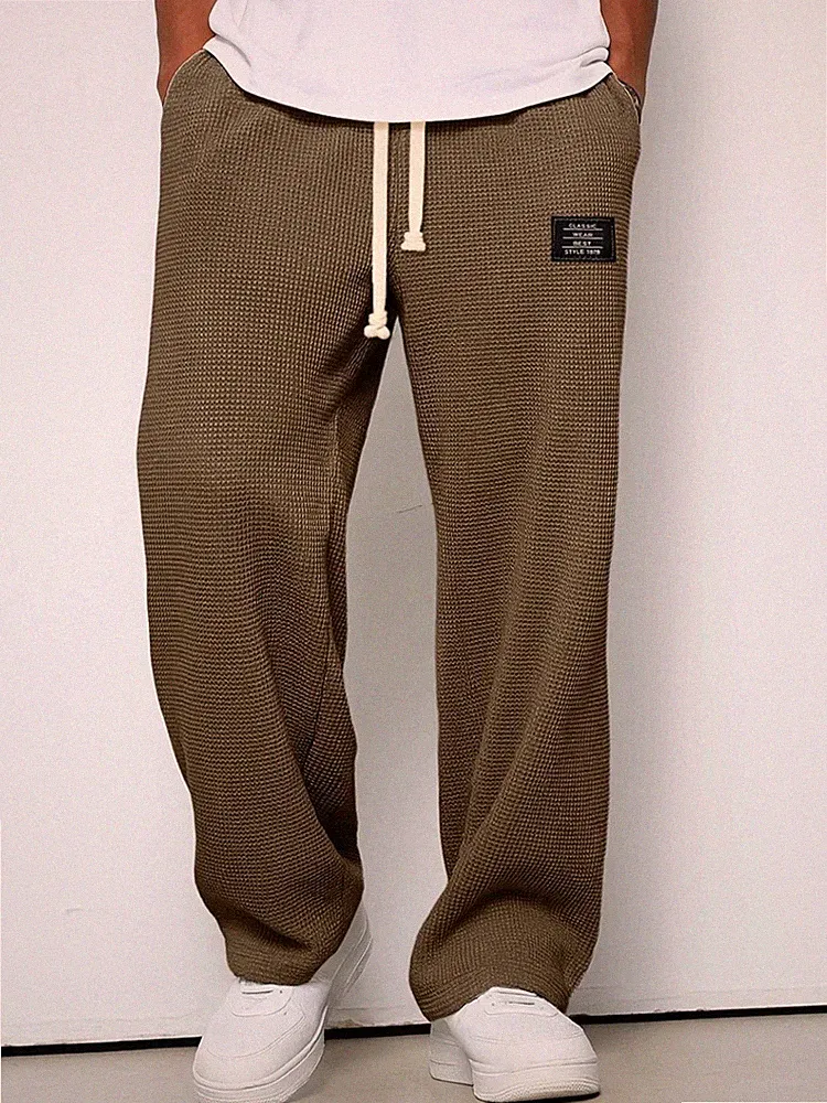 DE Herren Weites Bein Freizeithose Sweatpants Jogginghose Bequem Baggy Hosen