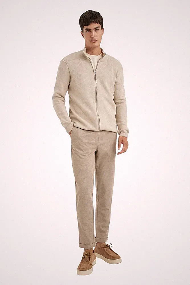 DeFacto Herren Jogginghose - Bequeme Freizeithose Beige Melange