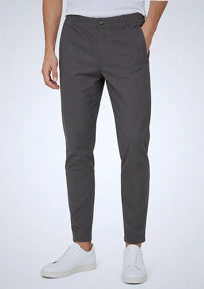 Denham Preston Herren Slim Fit Stretch Hose W28 Grau Elastischer Bund