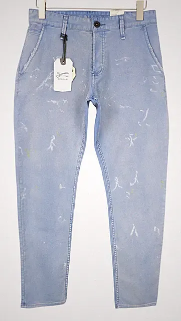 DENHAM Tokyo Herren Jeans Chino-Hose Drop Carrot Knopfverschluss Blau W29/L32