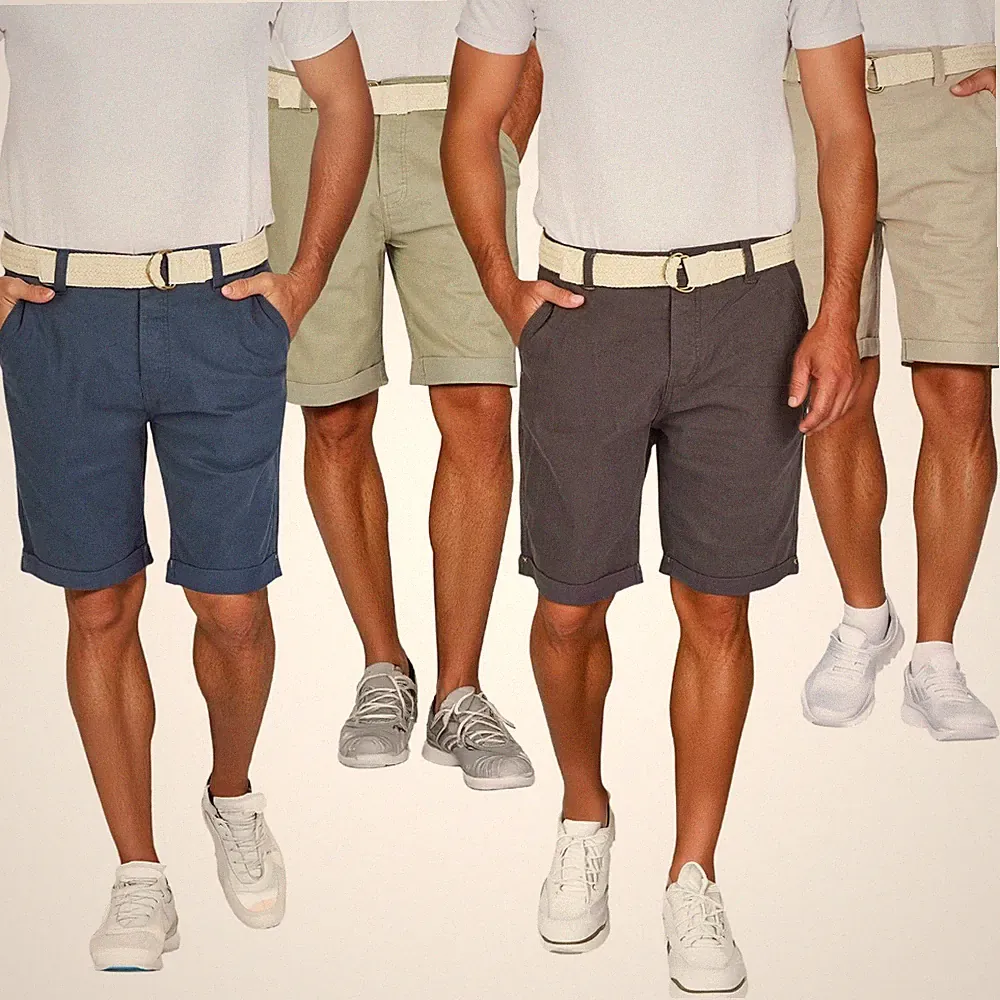 DENIMFY Kurze Hosen Herren mit Gürtel DFLio Regular Fit Chino Shorts Sommerhose