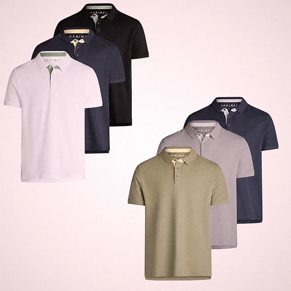 DENIMFY Poloshirt Herren Kurzarm DFRay 3er Pack Set Regular Fit Shirt Sommer