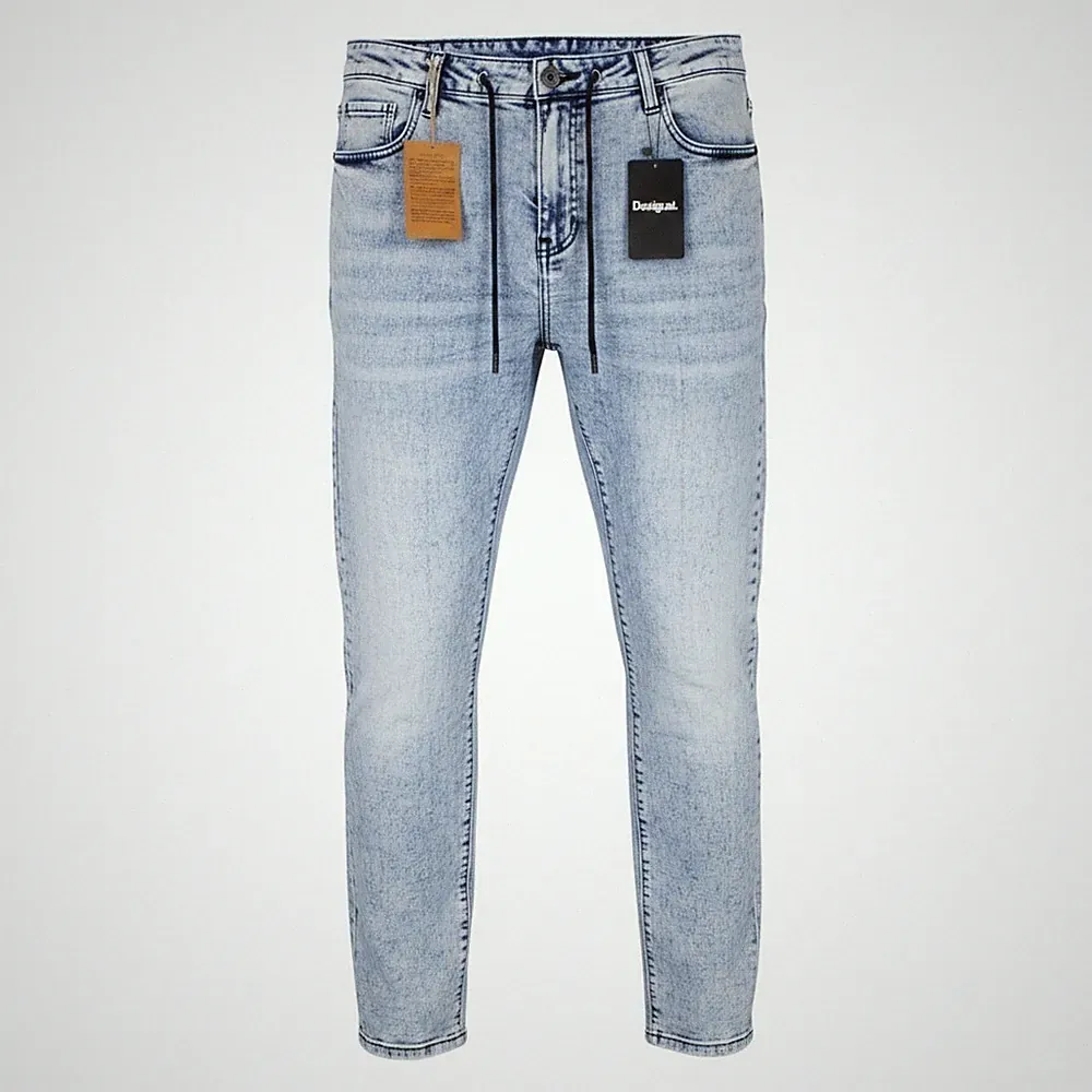 DESIGUAL Ares Herren Jeans W32 Jogger Baumwollmischung Stretch Waschung blau Kordelzüge *