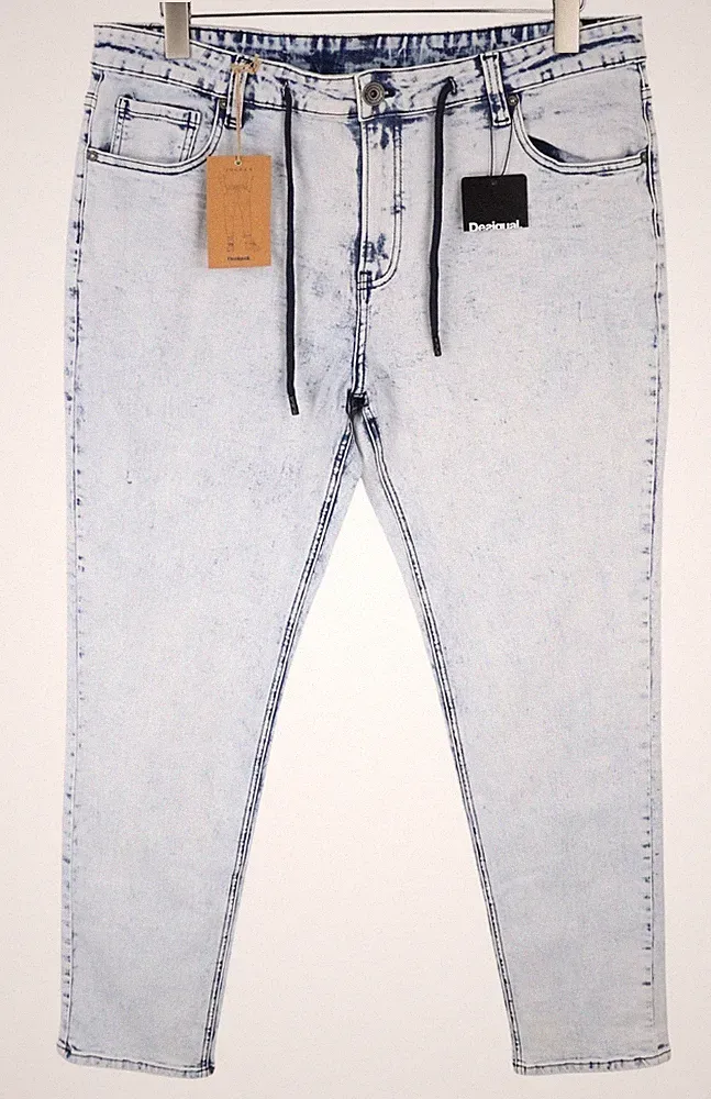 DESIGUAL Ares Herren Jeans W36 Jogger Kordelzug hellblau Baumwolle Stretch *