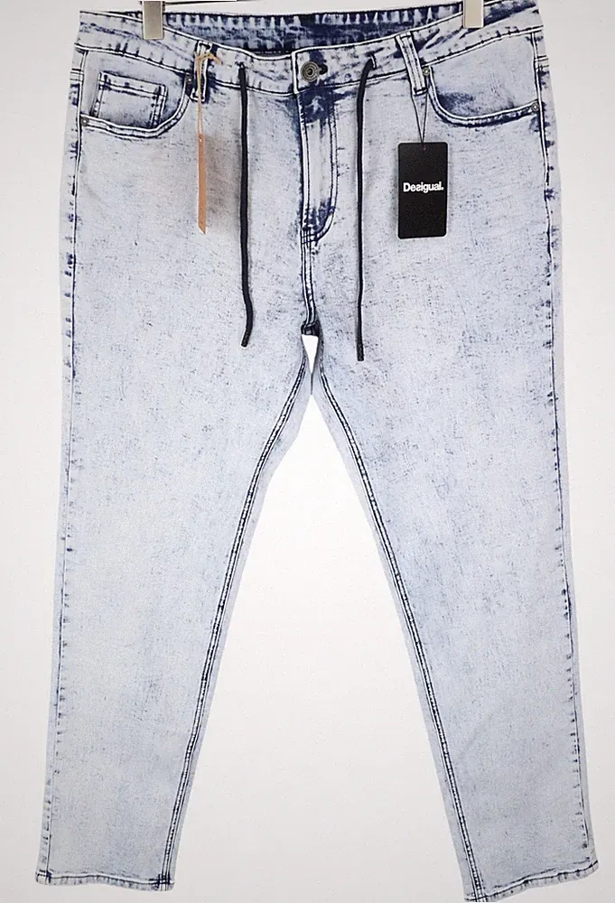 DESIGUAL Ares Herren Jeans W36 Jogger Kordelzug verwaschen blau Baumwolle Stretch *