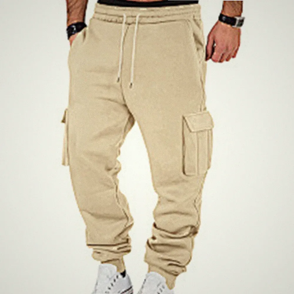 Dicke Fleece gefütterte Herren Jogginghose Cargohose mit Kordelzug und