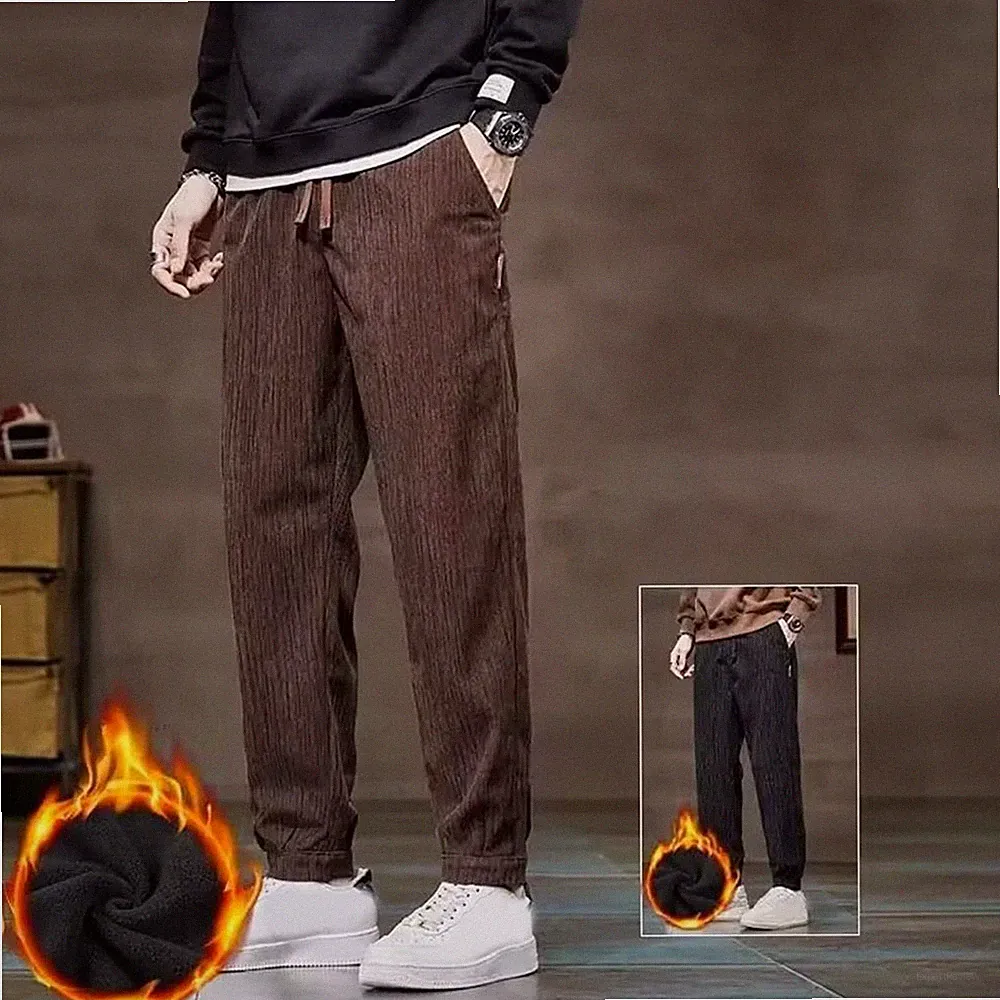 Dicke warme Herren Fleece Jogginghose für freizeit lockere Beinbindung Harlan