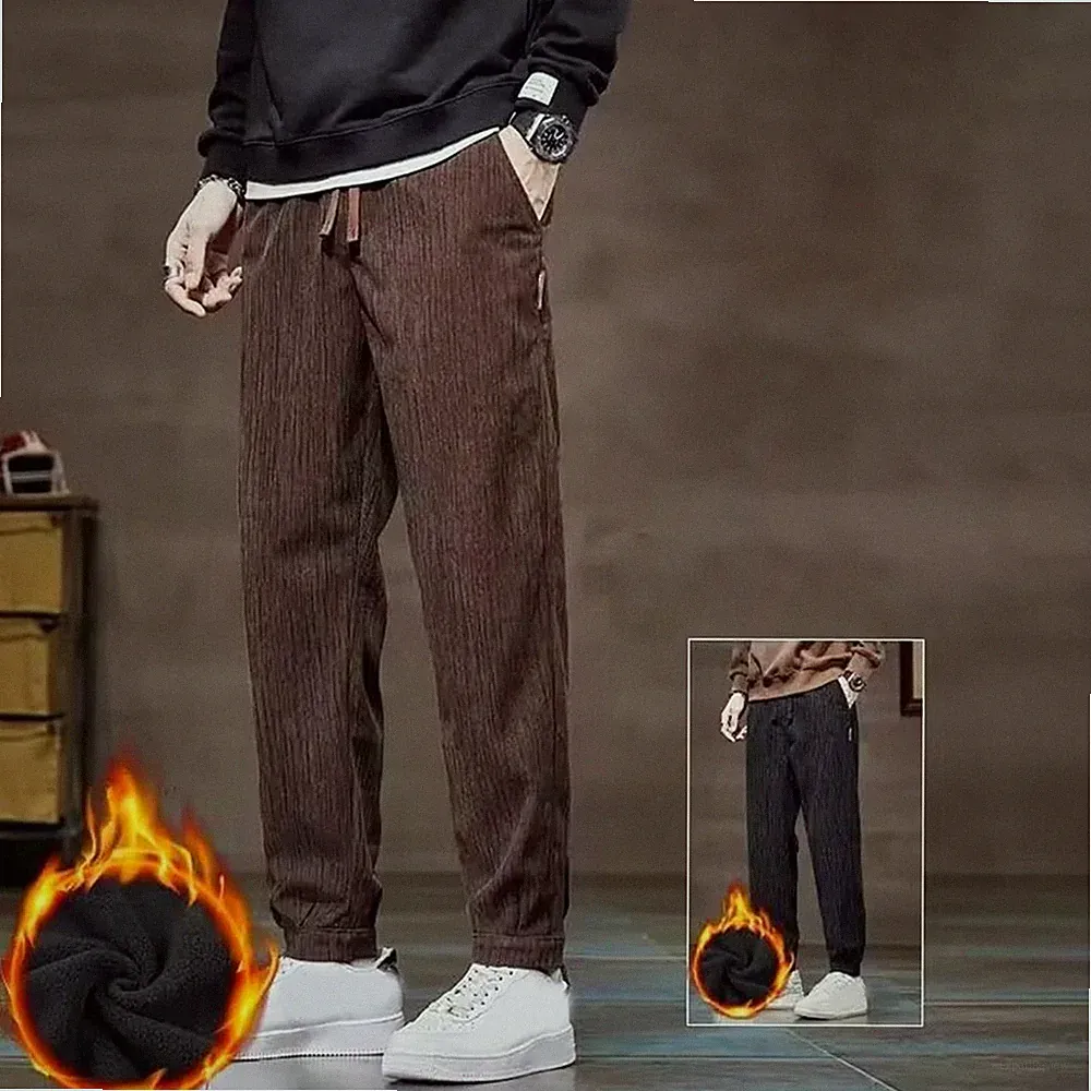 Dicke warme Herren Fleece Jogginghose für freizeit lockeres Bein Bindung
