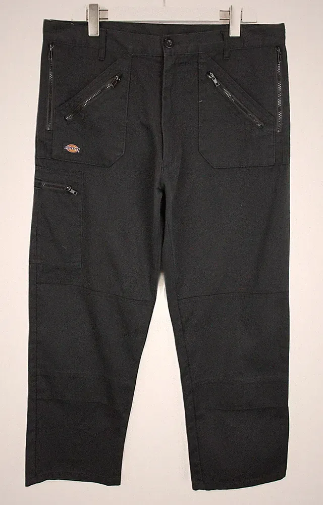 DICKIES Herren Hose UK 36S Regular Fit Reißverschluss Taschen Logo Schwarz