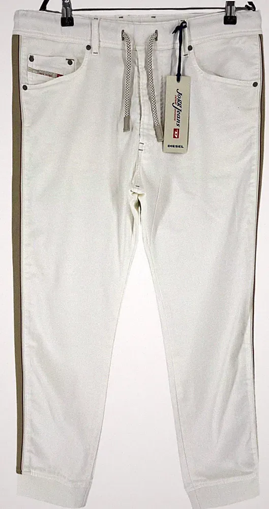 Diesel Herren Narrot Jogg Stretch Weiß Jogginghose Größe W32 L28