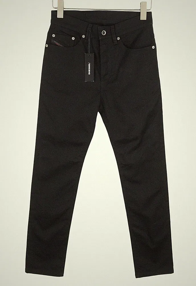 DIESEL Jiffery 0EAOP Herren Jeanshose W27 Schwarz Slim Fit Knopfverschluss