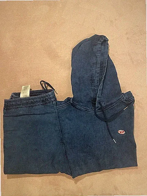 Diesel Jogginganzug Herren Blau Jeans Look Hoodie + Hose Original Top Zustand