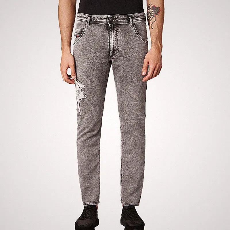 DIESEL KROOLEY 0689D Herren Denim Jeans Slim Fit Faded Sweat Jogginghose...