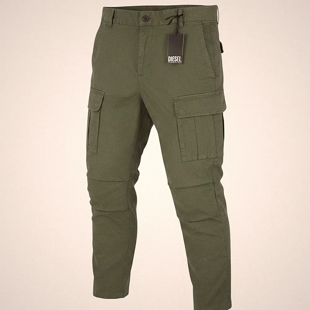 Diesel P-Argy-In Herren Chino-? Hose W34 Khaki Cargo Slim Zip