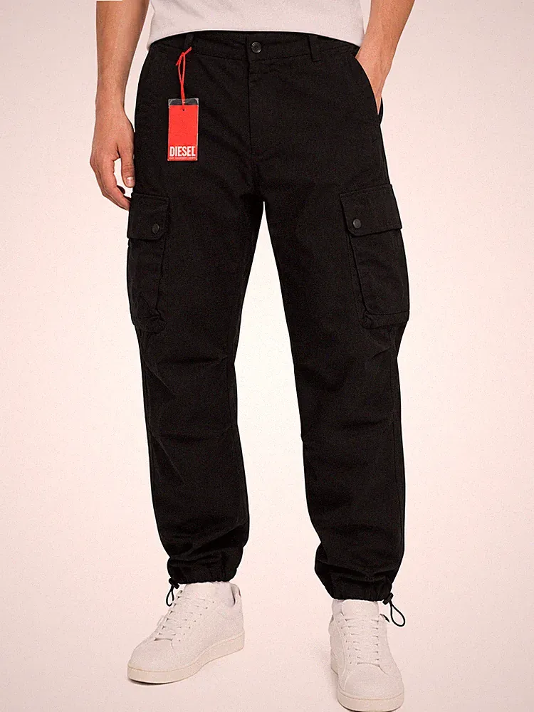 Diesel P-Argym Herren Cargo-Hose 54 W37 Schwarz Baumwolle