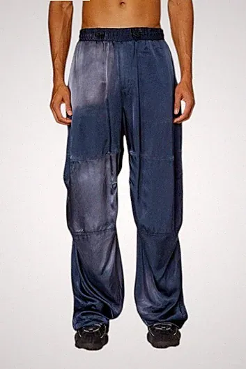 Diesel P-Marty Herren Cargohose Baggy Blau Satin 52 W35