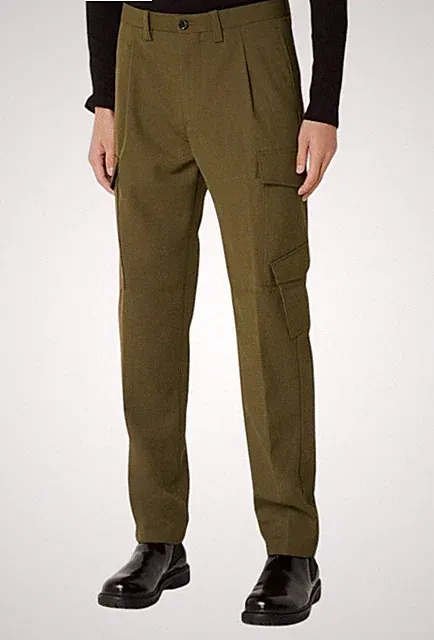 DIESEL P-Rhee-Nw Herren Cargohose W33 Grün Wolle Polyester Zip