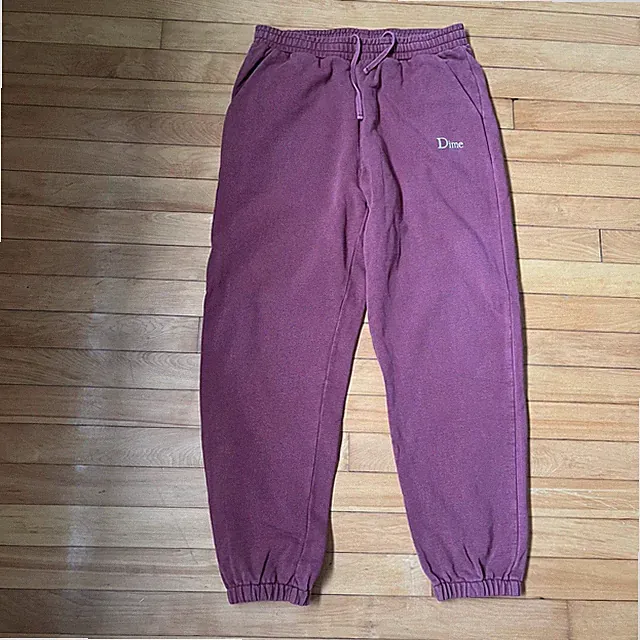 Dime MTL Classic Logo Sweatpants Burgundy Plum Cotton Joggers Mens Size Medium