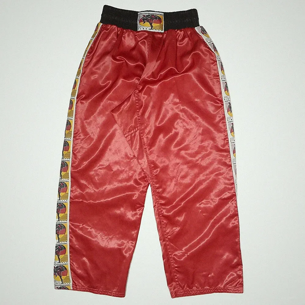 DINSLAKEN Herren Jogginghose Rot Schwarz Logo-Streifen Regular Tapered M W25 L27
