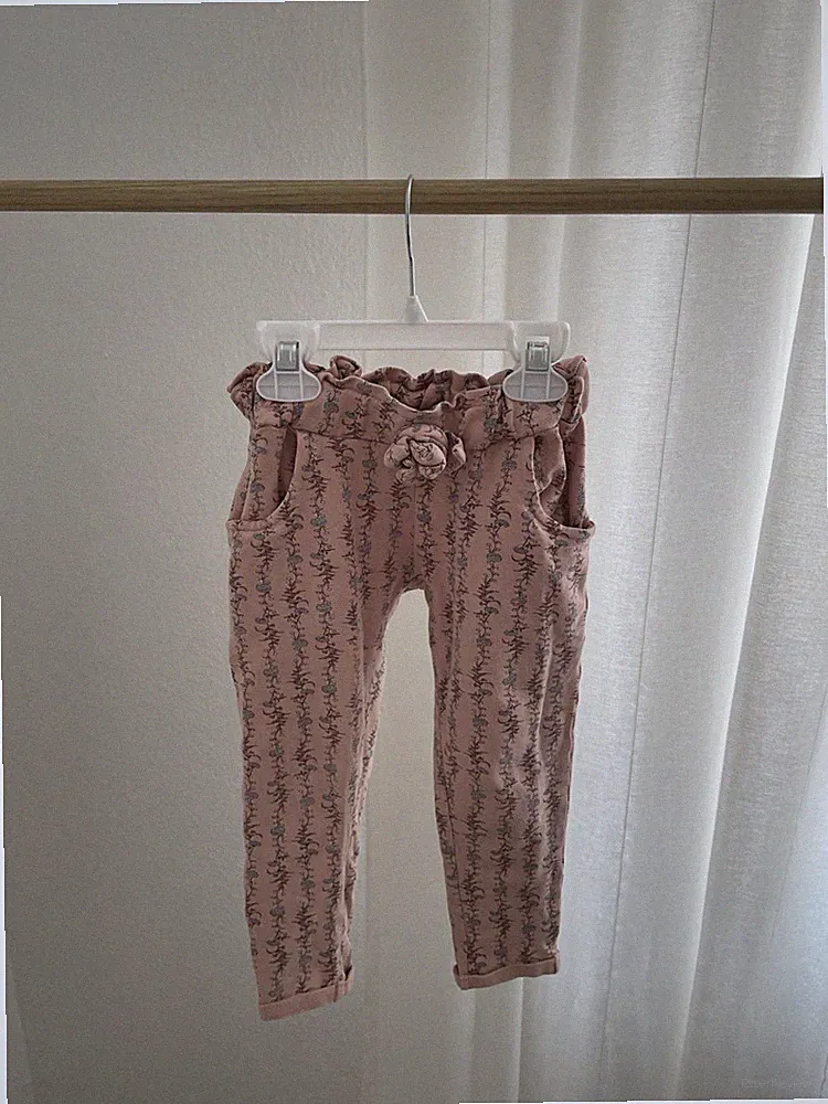 Dirkje Kinder Mädchen Hose 104 Geblümt Stoffhose Pumphose Jogginghose Rosa Kita