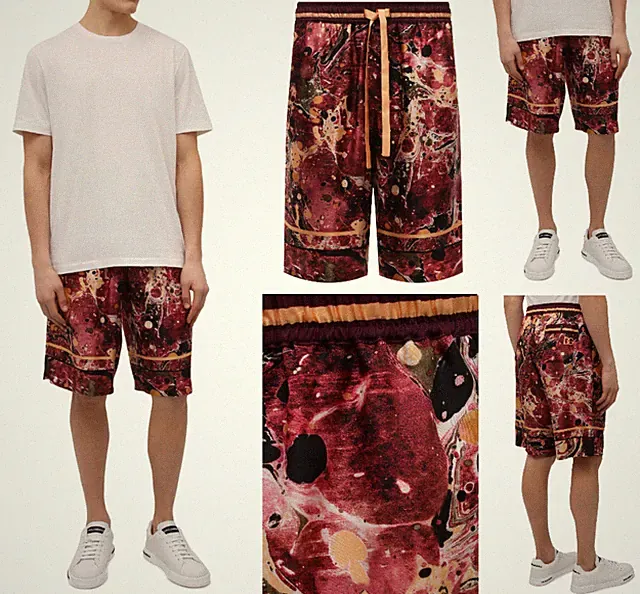 DOLCE & GABBANA Marble Print Jogging Shorts Drawstring Hose Pants Trousers S