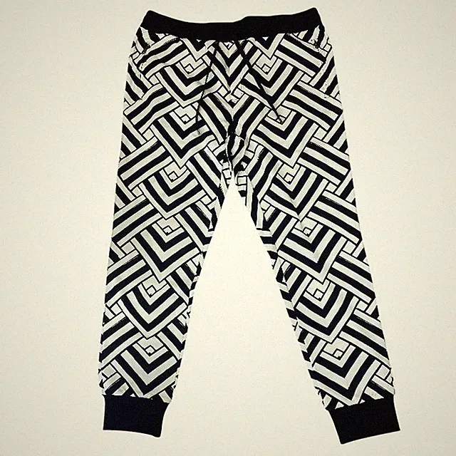 DOLCEGABBANA Jogginghose Sweatpants geometrisches Muster schwarz weiß Baumwolle Größe 5