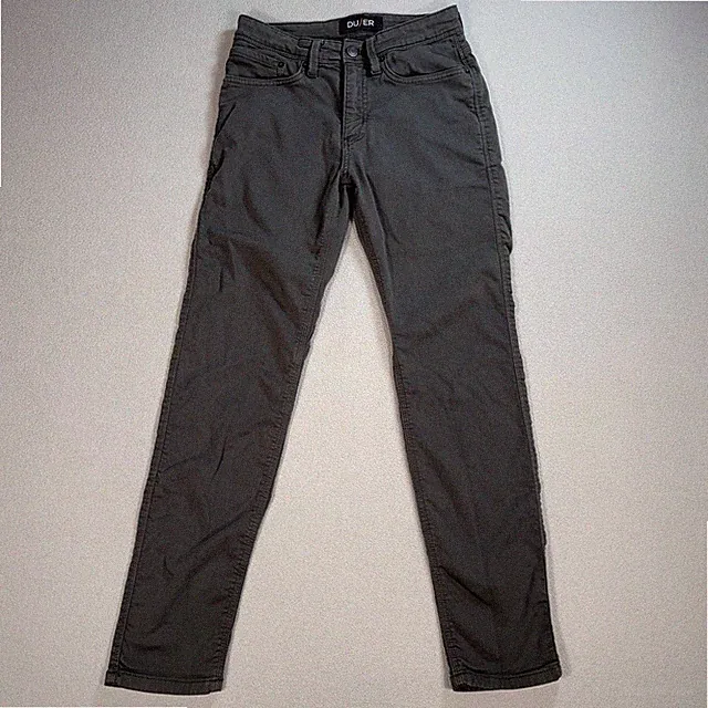DU/ER N2X No Sweat Pants Mens 28x29 Green Gray Slim Fit Tapered Stretch MFNS1001