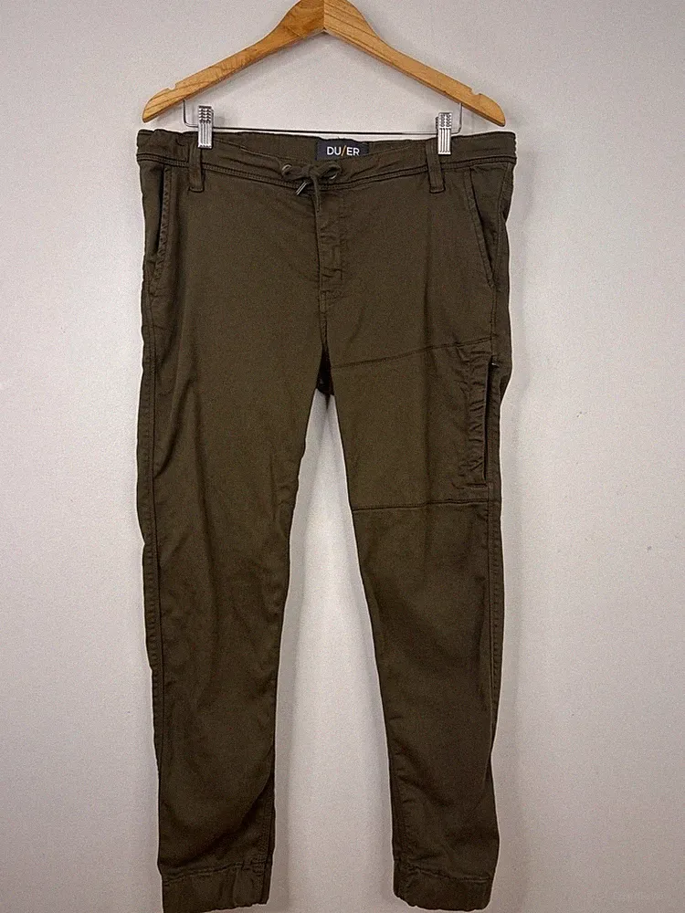 DU/ER No Sweat Jogger Mens 33 x 28 Green N2X Slim Fit Comfy Stretch Pants