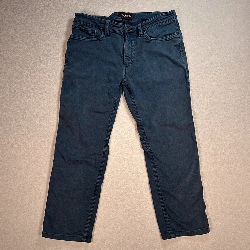 DU/ER No Sweat Pants Men's 33x23 Blue N2X Slim Fit Tapered Stretch MFNS1001