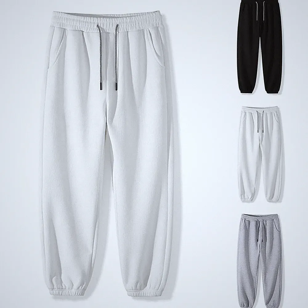 Durchgehende Herren Jogginghose Waffelstruktur Loose Fit Paket Fuß Jogger