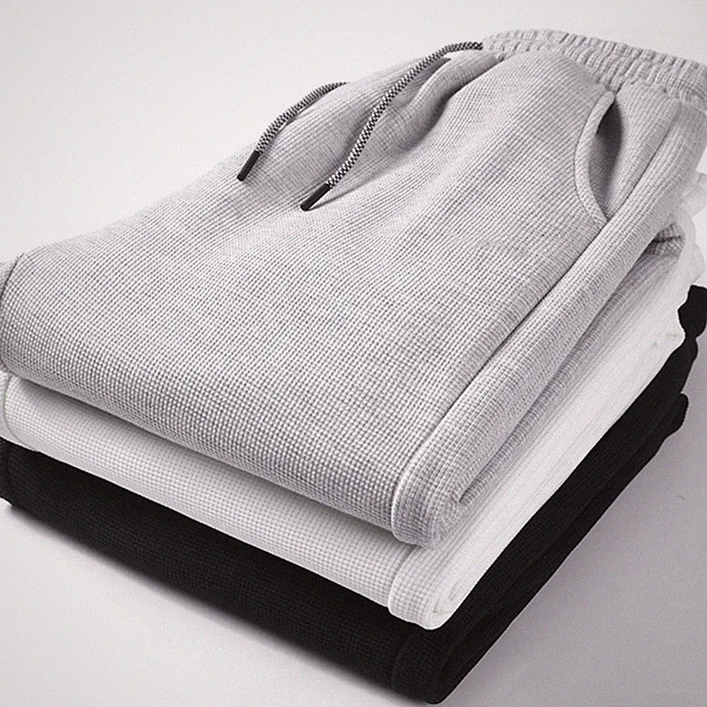 Durchgehende Herren Jogginghose Waffelstruktur Loose Fit Paket Fuß Jogger