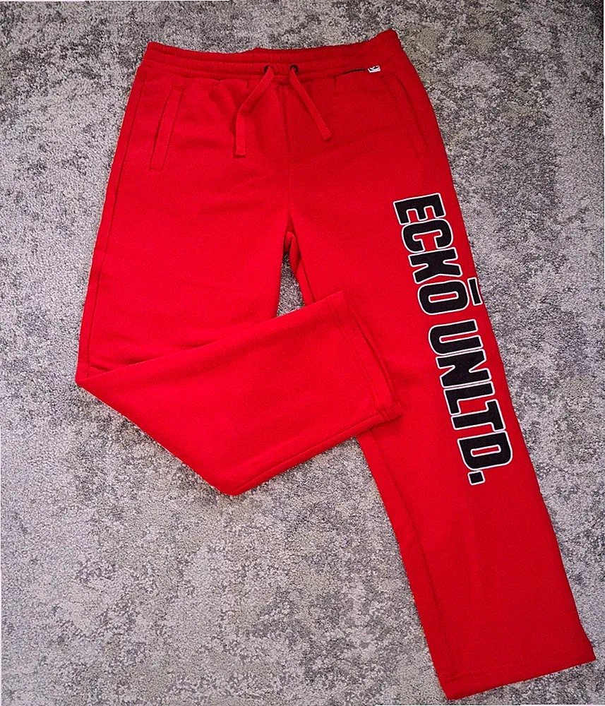 Ecko Unltd Fleece Jogginghose Sweatpants Herren Large lockere Passform rot ne...