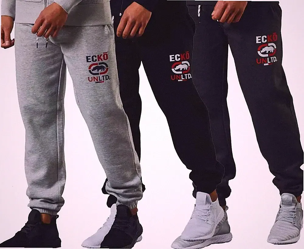 Ecko Unltd Herren Jogginghose Regular Fit Fleece Cuffed Schwarz Grau